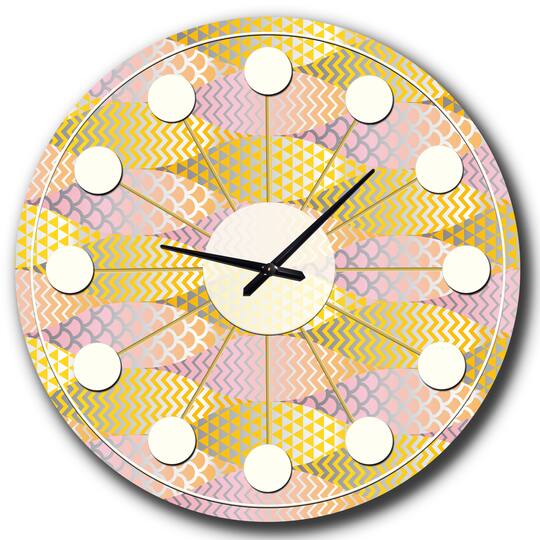 Designart 'Golden Geometrical Fish Scale Mid-Century Modern Wall Clock